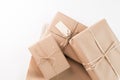 Brown paper packages wrapped up with string Royalty Free Stock Photo