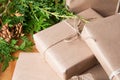 Brown paper packages wrapped up with string Royalty Free Stock Photo