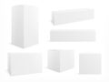 Packaging box. White boxes pack, 3d packages for products. Isolated medical cardboard block. Realistic paper packets Royalty Free Stock Photo