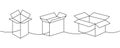 Packaging boxes one line continuous drawing. Carton delivery boxes. Vector illustration.