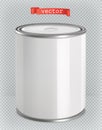 Packaging building and sanitary. White tin of paint. vector mockup