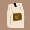 Packaging with coffee. Hand drawn modern Vector illustration .