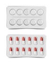 Set of white blisters realistic icons with pills