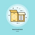 Packaging, flat design thin line banner. Vector illustration. Royalty Free Stock Photo