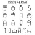 Packaging icon set in thin line style