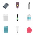 Packaging icons set, flat style