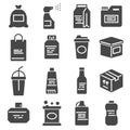 Packaging, icons set. For packaging products and materials, vector illustration