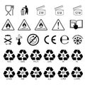 Packaging information label icons, packaging label symbols, labels.