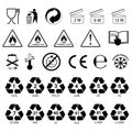 Packaging information label icons, packaging label symbols, labels.