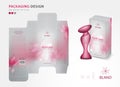 Packaging perfume template,box , product design creative idea template for cosmetics, bottle, pink flower concept