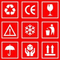 Packaging product caution sign icon vector design symbol Royalty Free Stock Photo