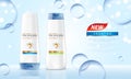 Packaging products hair care design Bottles of shampoo. Cosmetic for design on blue background