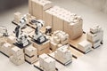 packaging and sorting robot, sorting boxes of different shapes and sizes into orderly stack