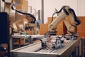 packaging and sorting robots, busy at work in factory, packaging products