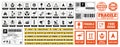 Packaging stickers. Parcel direction info, fragile warning sticker and print for adhesive tape with packaging symbols