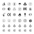 Packaging Symbol Black Thin Line Icon Set. Vector Royalty Free Stock Photo