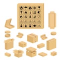 Packaging symbols and carton box set Royalty Free Stock Photo