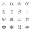 Packaging symbols line icons set Royalty Free Stock Photo