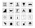 Packaging Symbols stroke outline icons set. Royalty Free Stock Photo