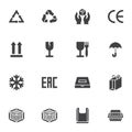 Packaging symbols vector icons set Royalty Free Stock Photo