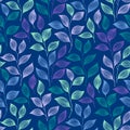 Tea leaves seamless pattern design. Herbal sketchy background