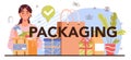Packaging typographic header. Products packaging for selling Royalty Free Stock Photo