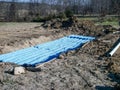 Packed bed septic leach field being installed Royalty Free Stock Photo