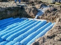 Packed bed septic leach field being installed Royalty Free Stock Photo