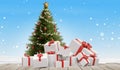 Packed christmas presents. festive postal packages 3d-illustration Royalty Free Stock Photo