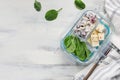 Packed Lunch of homemade Apple Walnut and Spinach Waldorf Salad Royalty Free Stock Photo