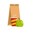 Packed lunch icon, flat style Royalty Free Stock Photo