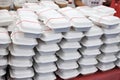 Packed meals in white containers Royalty Free Stock Photo
