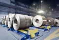 Packed rolls of steel sheet, Cold rolled steel coils Royalty Free Stock Photo