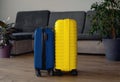 Packed suitcase with belongings . Royalty Free Stock Photo