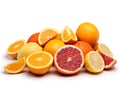 Packed with vitamin C. Studio shot of a selection of citrus fruits against a white background. Royalty Free Stock Photo