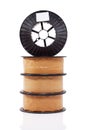 Packed welding wire brass alloy spools Royalty Free Stock Photo