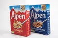 A packet of Alpen Original and Alpen no added sugar Swiss style muesli