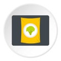 Packet of frozen broccoli icon circle Royalty Free Stock Photo