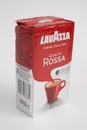 A packet of ground coffee by Lavazza