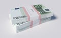 Packets of 100 Euro bills