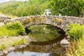 Packhorse bridge still water and refections Watendlath Tarn Lake District Cumbria England UK Royalty Free Stock Photo