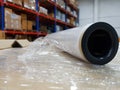 Packing accessories at workplace of industry,Stretch Wrap Industrial Strength,Roll of wrapping plastic stretch