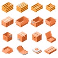 Packing box icon set, isometric 3d style Royalty Free Stock Photo