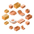 Packing box icon set, isometric 3d style Royalty Free Stock Photo