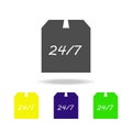 packing box and 24 7 multicolored icons. Signs and symbols collection icon for websites, web design, mobile app on white Royalty Free Stock Photo