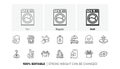Packing boxes, Hat-trick and Location app line icons. For web app, printing. Line icons. Vector Royalty Free Stock Photo