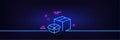 Packing boxes line icon. Delivery parcel sign. Cargo box. Neon light glow effect. Vector