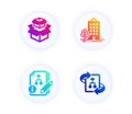 Packing boxes, Skyscraper buildings and Algorithm icons set. Technical algorithm sign. Vector