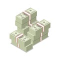 Packing in bundles of banknotes isometric 3d icon