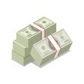 Packing in bundles of dollars isometric 3d icon